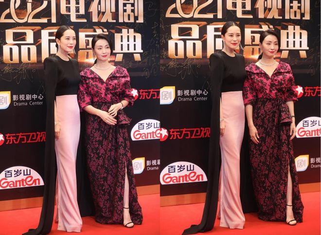 陶虹站在张庭身边穿紫色服装气质温婉虽赢了年龄但输了造型(图8)