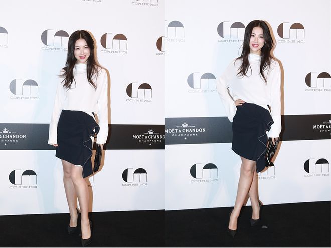 朱珠太会博眼球穿西装领口开这么大都不够裙子还要微透真撩人(图9)