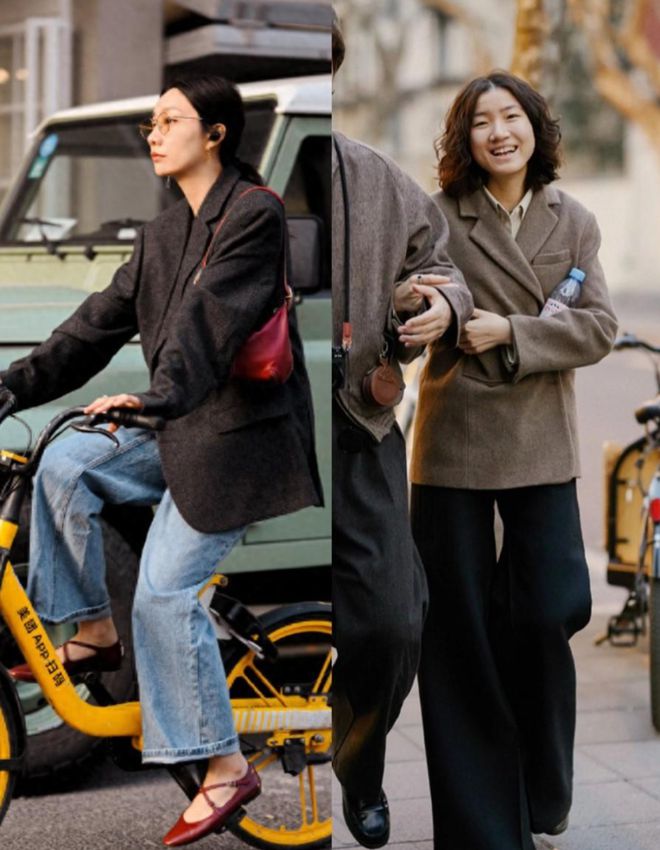 九游体育：快入秋了才发现：卫衣不兴了！满街都在穿“奶奶西装”洋气保暖(图8)