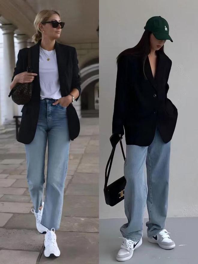 初秋火了一种穿搭叫做“西装+运动鞋”时髦拉风、超显高！(图2)