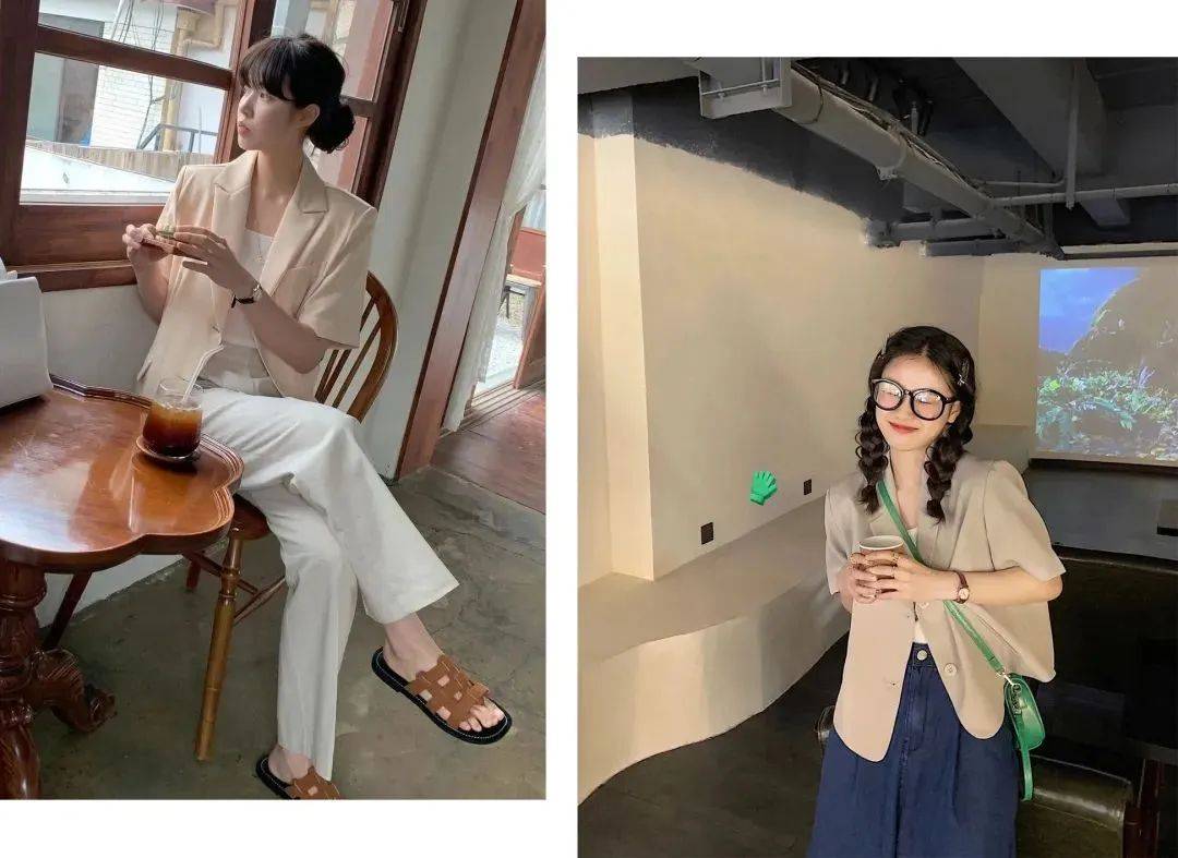 九游体育网站：T恤穿腻了？夏天想要进阶高级时髦精？2024夏天流行的“短袖西服”比T恤时髦比外套凉爽！(图6)