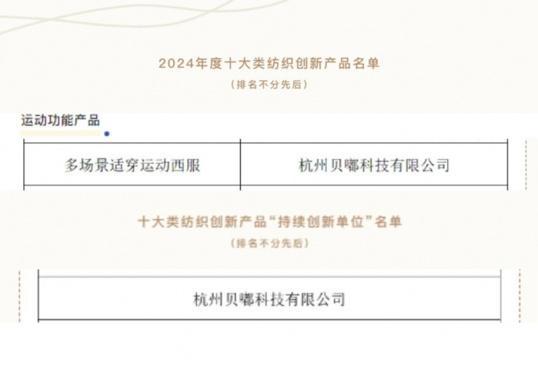 衣邦人多场景适穿运动西服获评“2024年度十大类纺织创新产品”(图1)